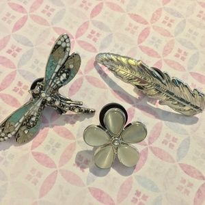 3-Piece Fashion Pin Set (dragon fly/flower/feather